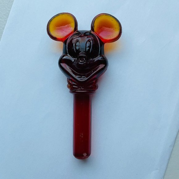 Vintage Other - Vintage Disney Amberina Red Glass Mickey Mouse Bottle Stopper 4” Collectible
